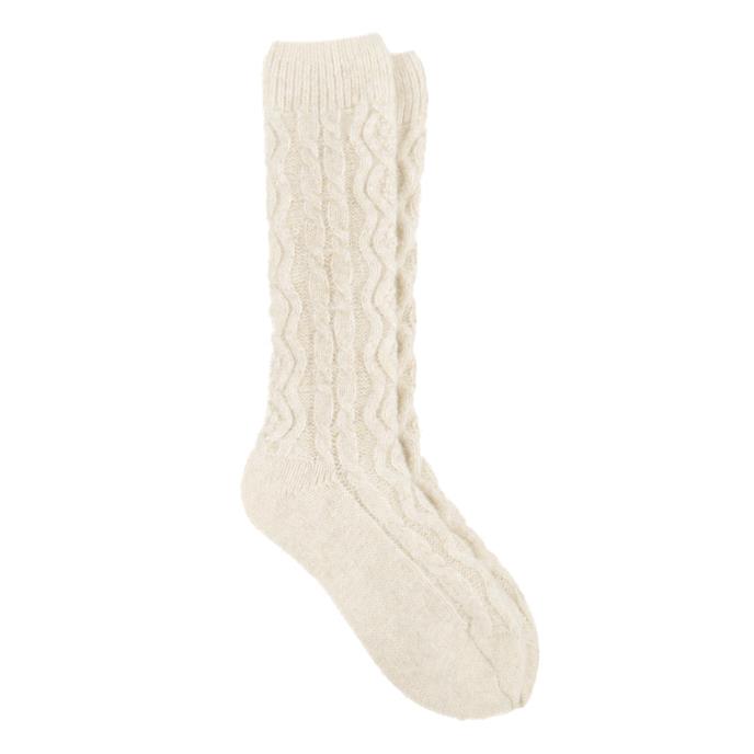 totes toasties® Ladies Cable Knit Slouch Slipper Sock Oat Extra Image 2